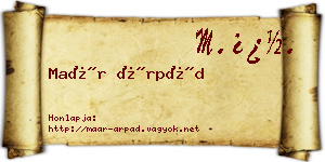 Maár Árpád névjegykártya